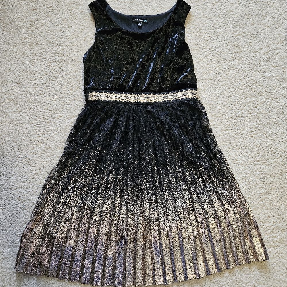 Girl fall sping winter black gold sparkle special occasion formal dress 10